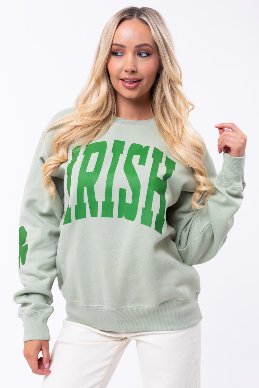 Sage 'Irish' Clover Elbow Patch Sweatshirt