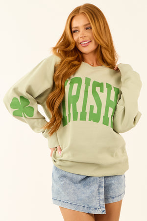 Sage 'Irish' Clover Elbow Patch Sweatshirt