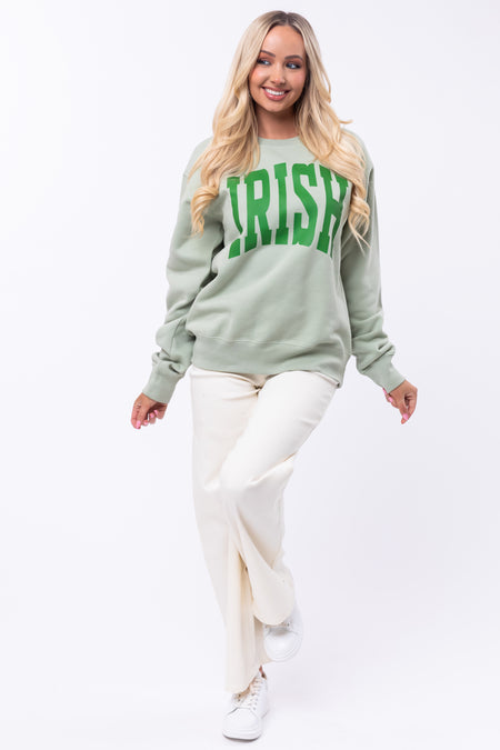 Sage 'Irish' Clover Elbow Patch Sweatshirt