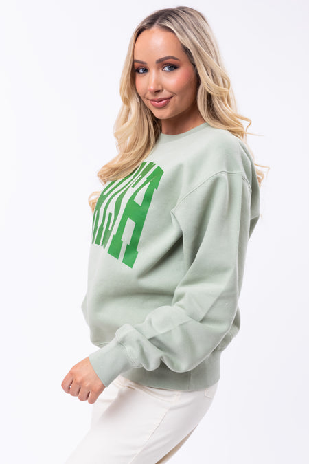 Sage 'Irish' Clover Elbow Patch Sweatshirt