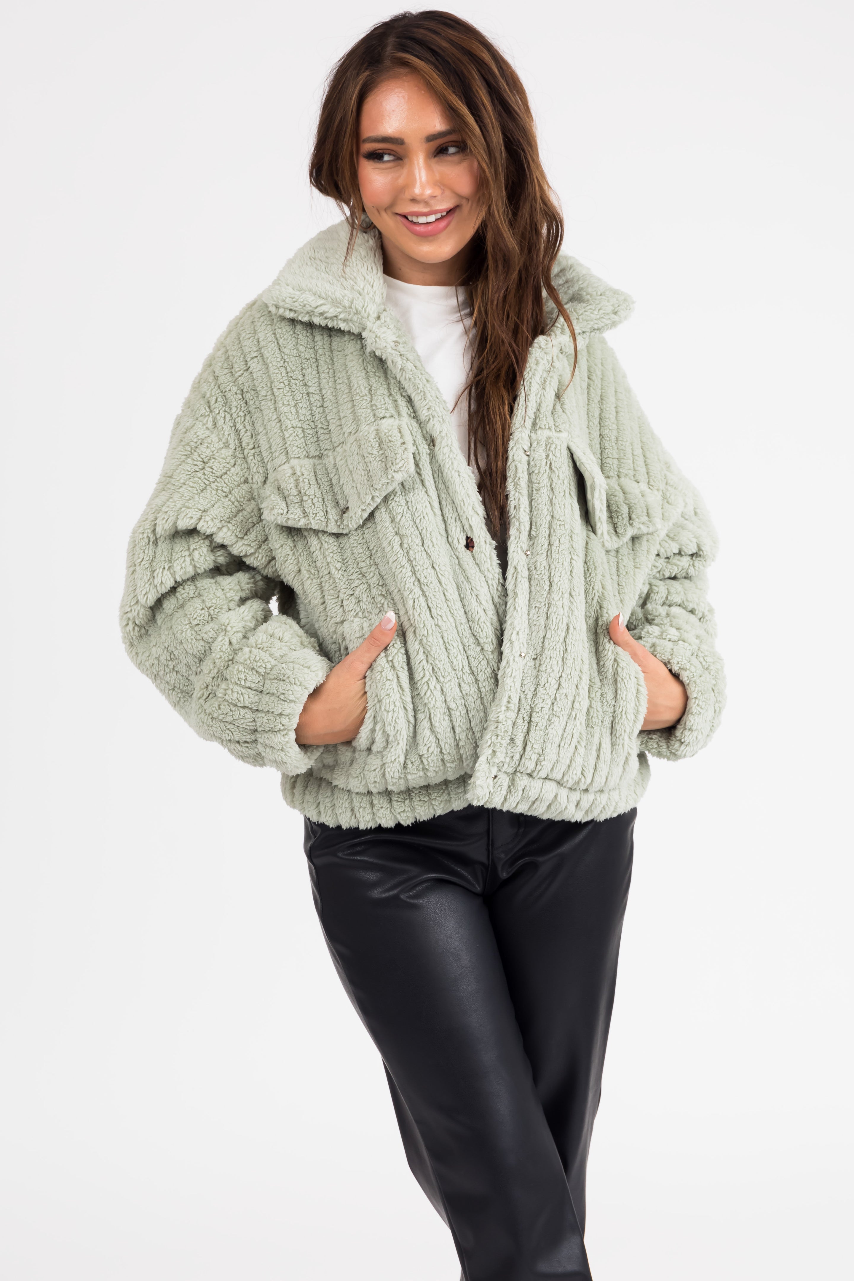 Sherpa button hot sale down jacket