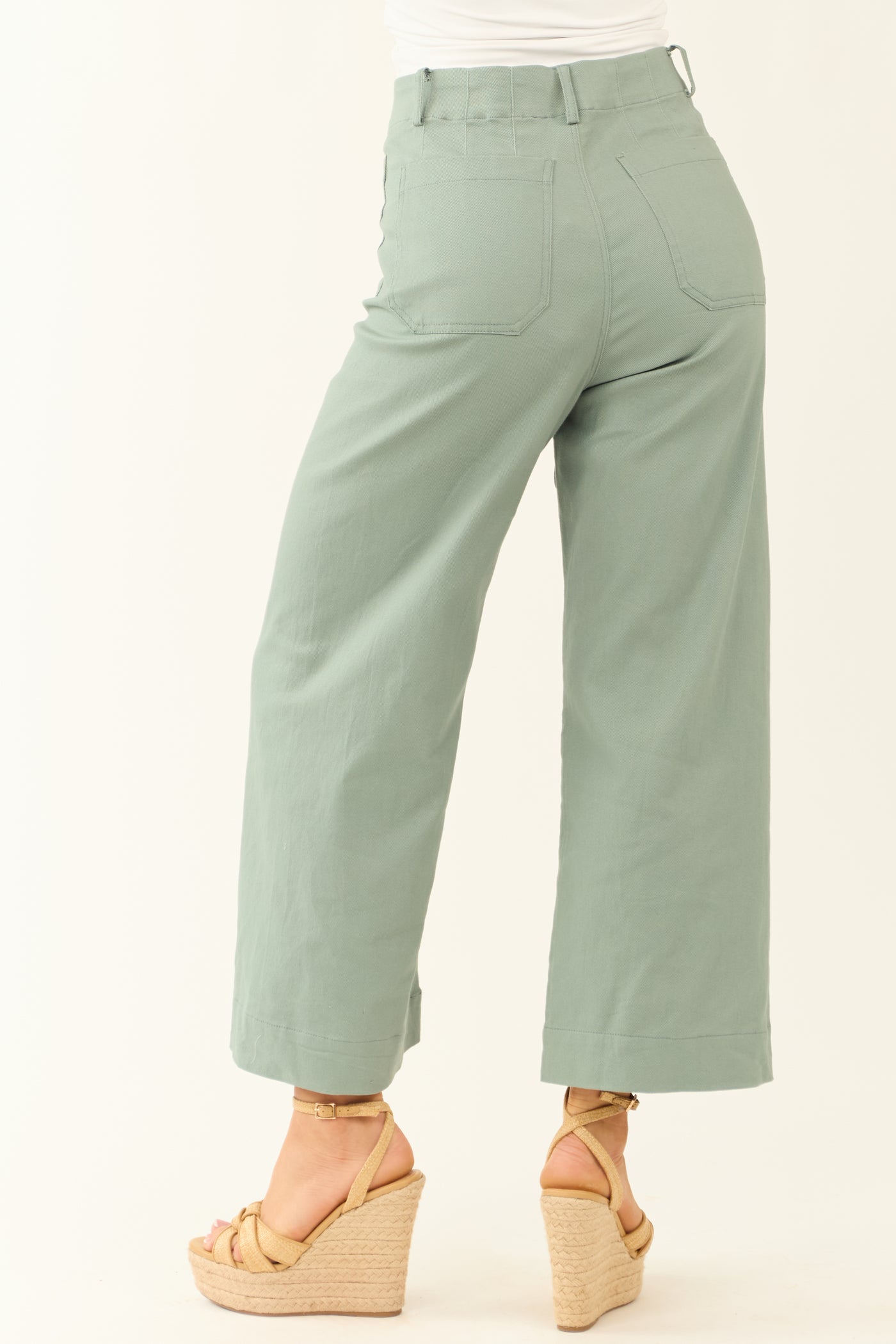 Sage Soft Washed Wide Leg Denim Jeans