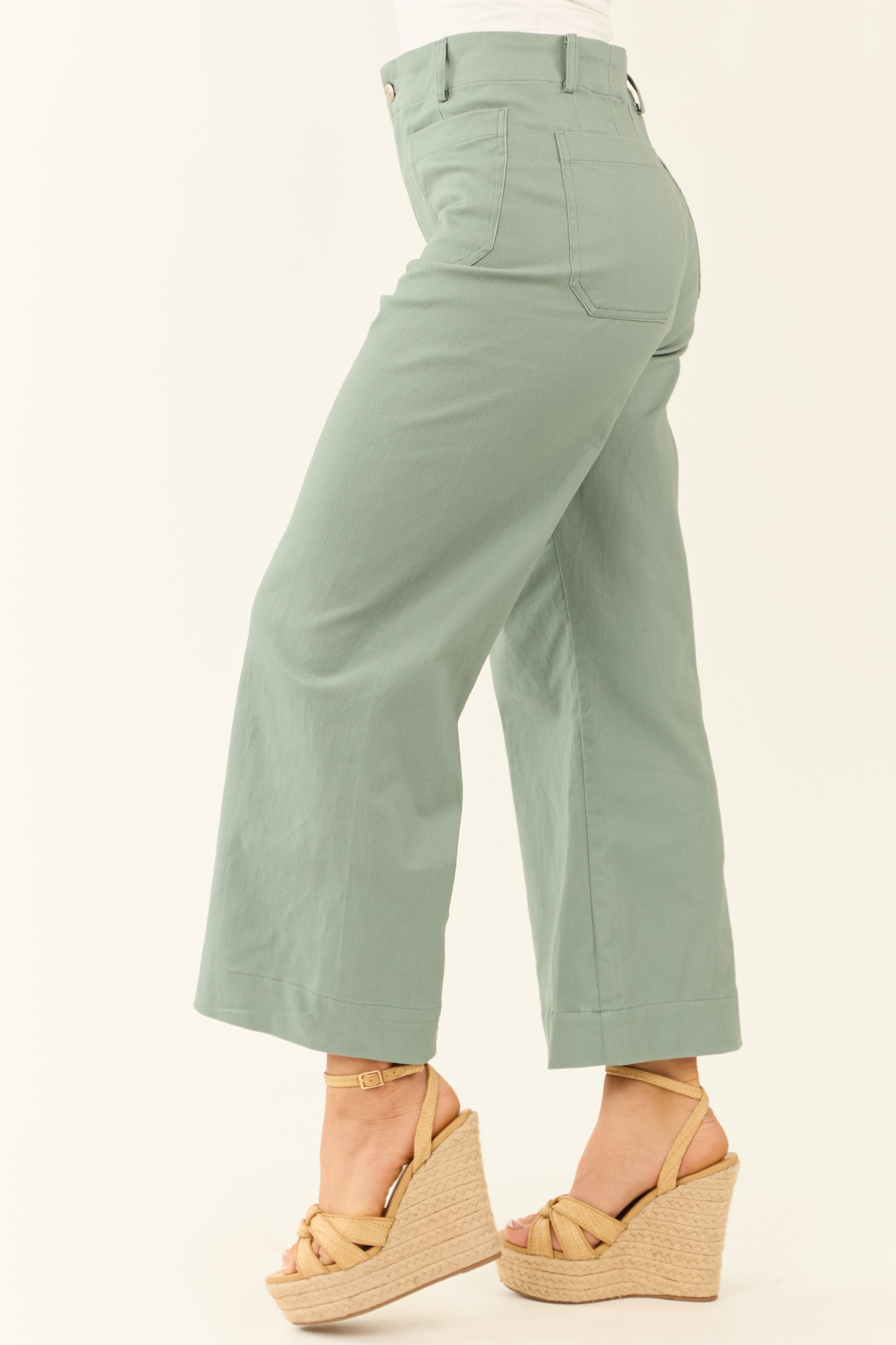 Sage Soft Washed Wide Leg Denim Jeans