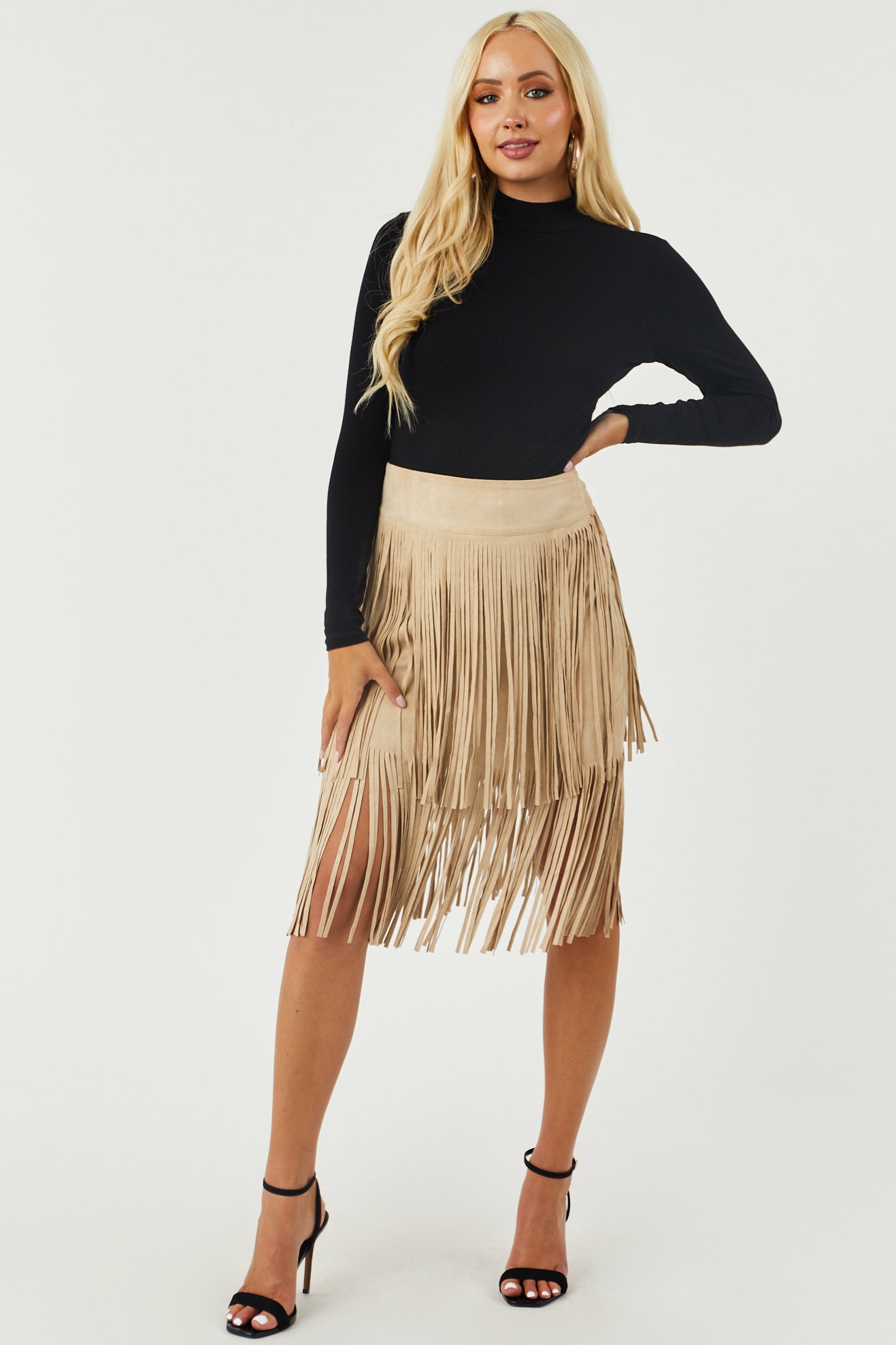 Tiered shop fringe skirt