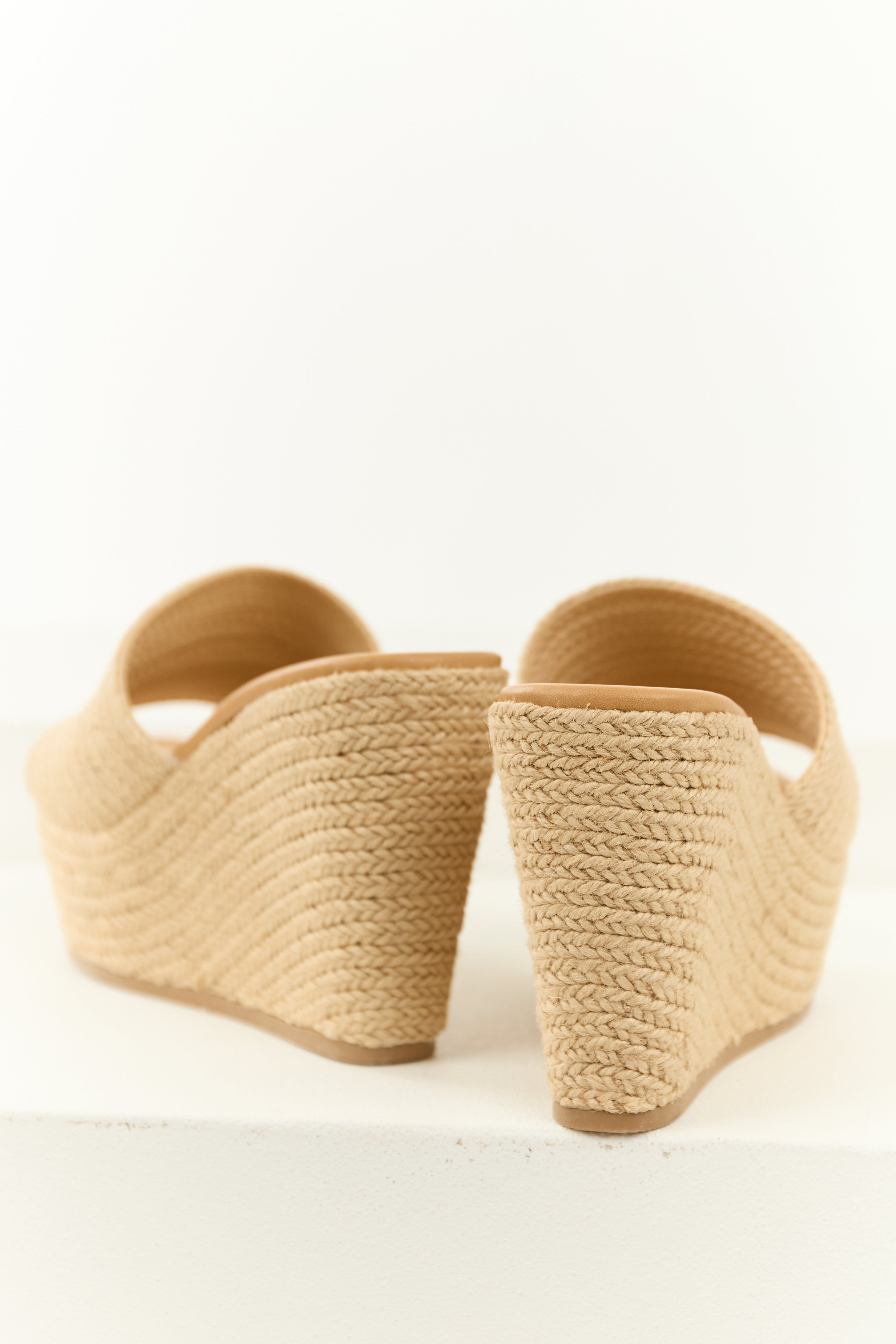 Sand Espadrille Open Toed Slip On Wedges