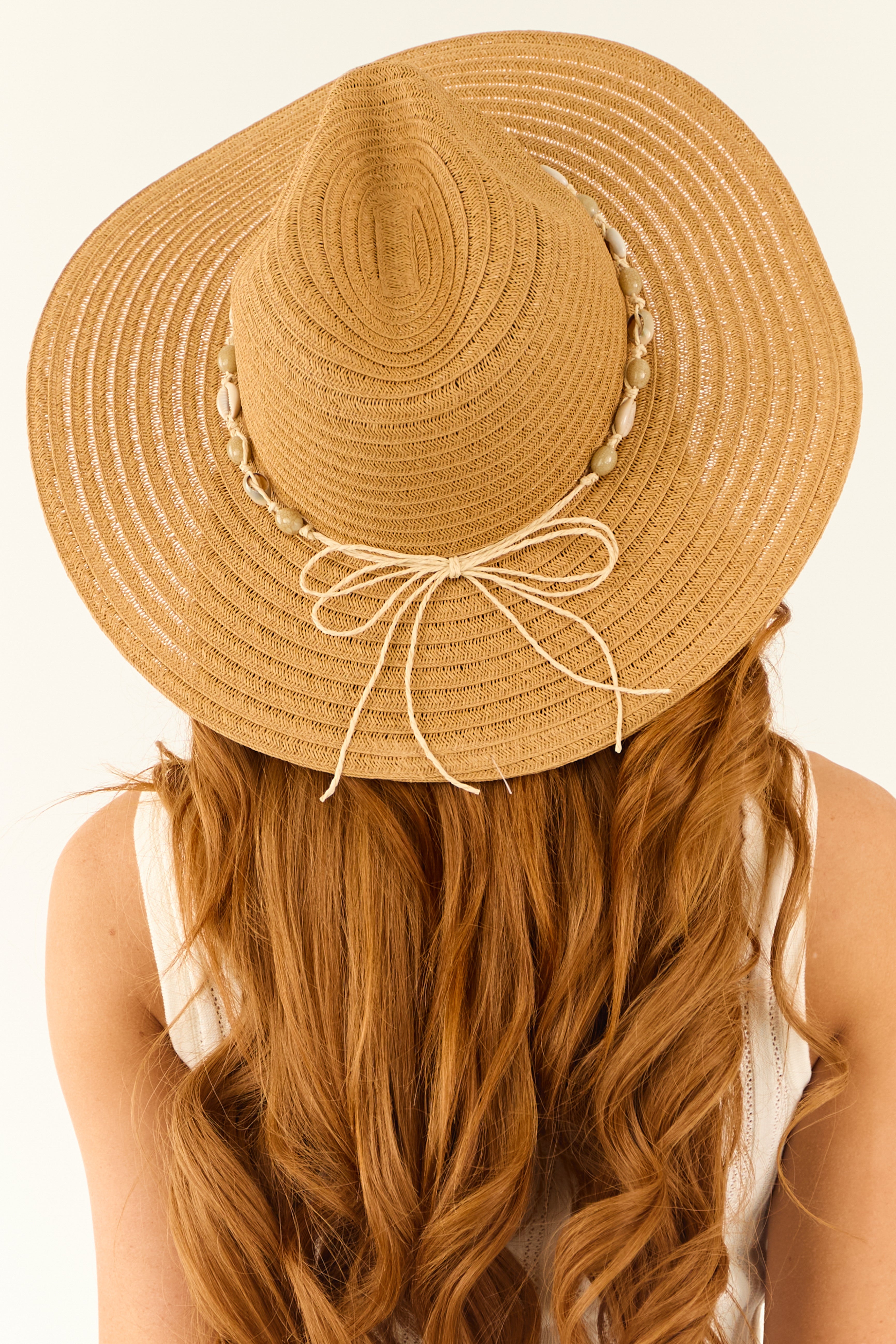 Sand Sea Shell Band Floppy Woven Straw Hat