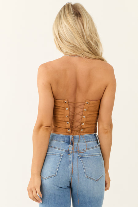 Sandstone Faux Leather Western Corset Top