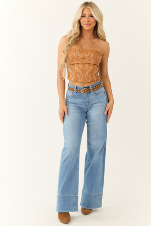 Sandstone Faux Leather Western Corset Top