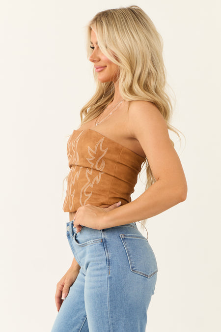 Sandstone Faux Leather Western Corset Top