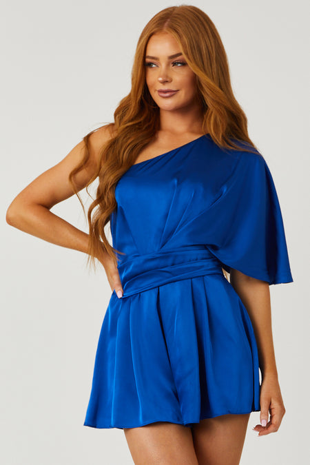 Sapphire One Shoulder Satin Romper