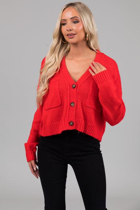 Scarlet Button Up Long Sleeve Cardigan