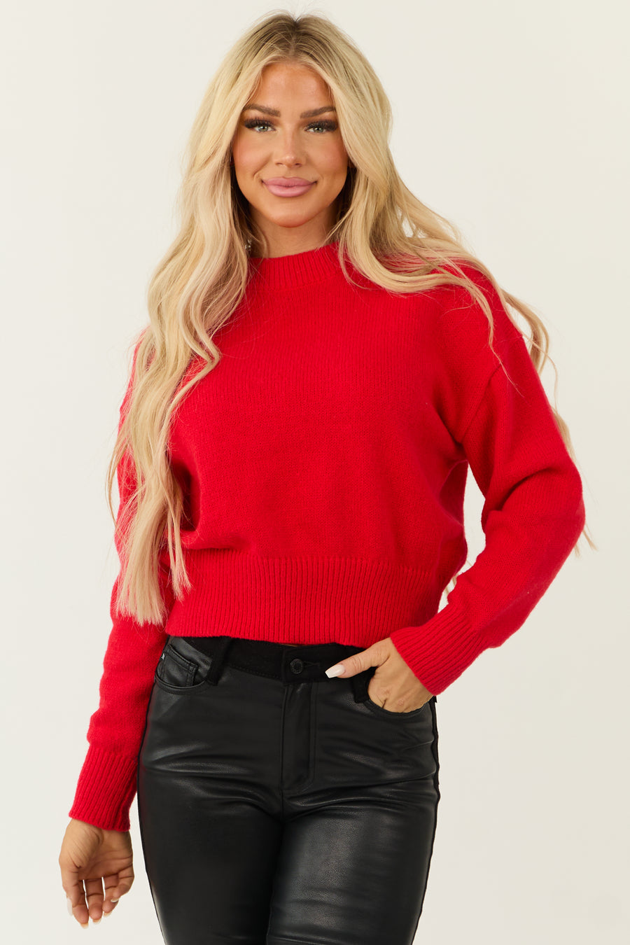 Scarlet High Neck Long Sleeve Knit Sweater