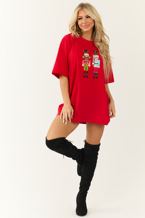 Scarlet Nutcracker Sequin Tee Shirt Mini Dress