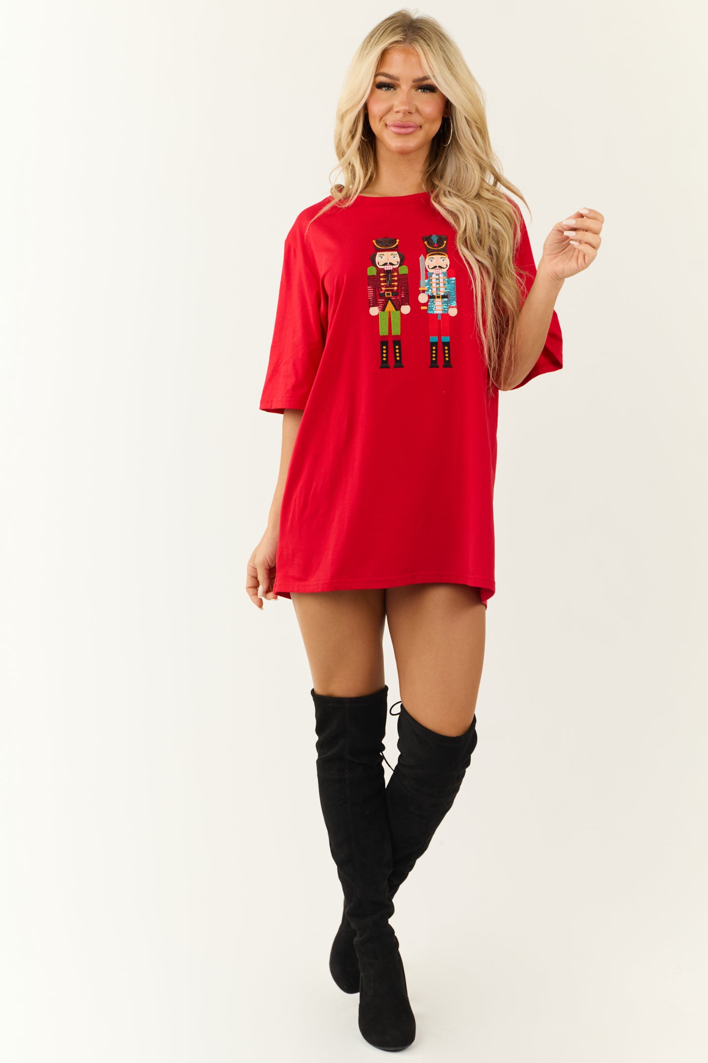 Scarlet Nutcracker Sequin Tee Shirt Mini Dress