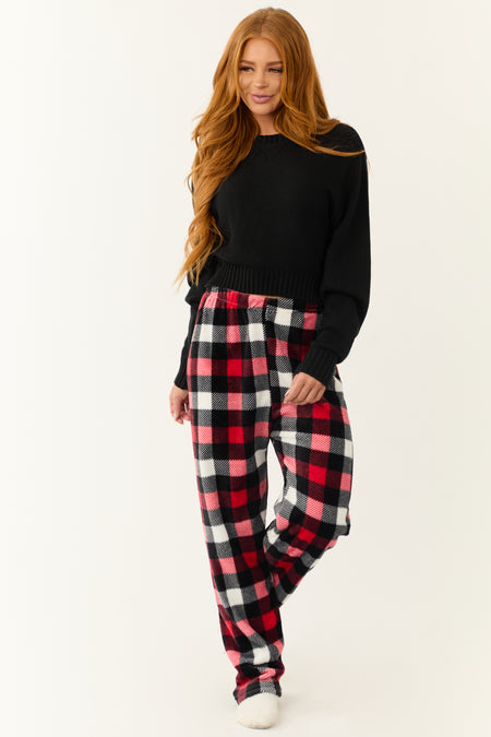 Scarlet and Black Buffalo Plaid Fleece Pajama Pants