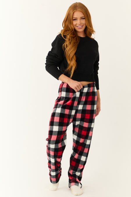 Scarlet and Black Buffalo Plaid Fleece Pajama Pants