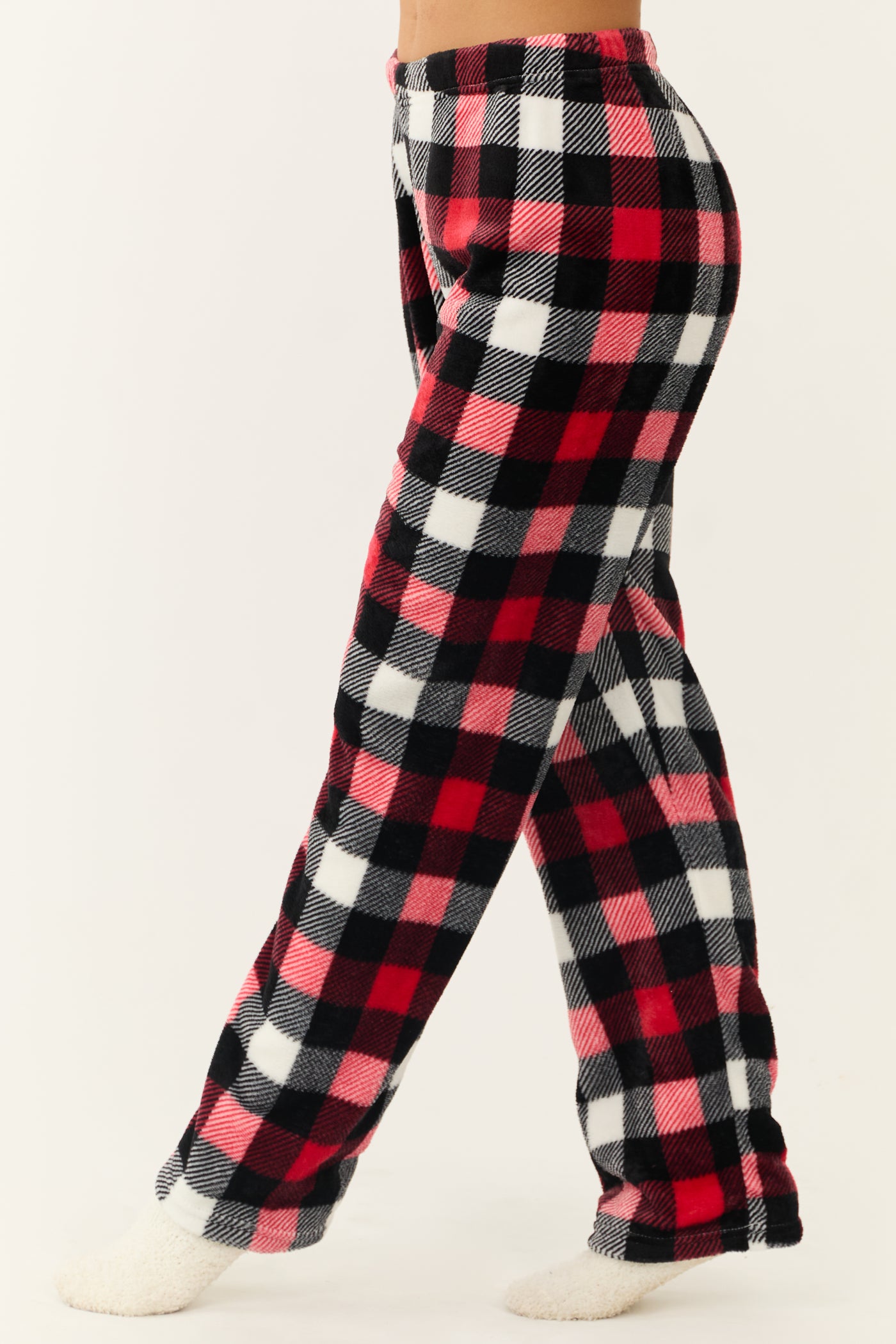 Scarlet and Black Buffalo Plaid Fleece Pajama Pants