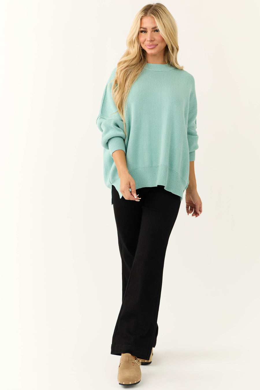 Seafoam Oversized Drop Shoulder Cozy Sweater