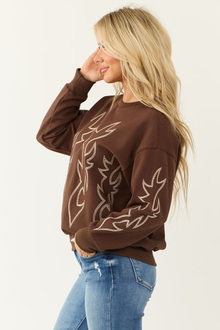 Sepia Western Embroidered Long Sleeve Sweater