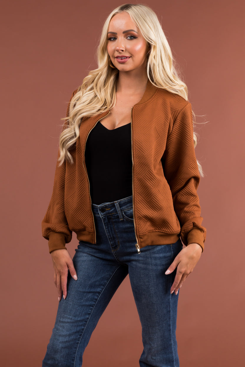 Sepia Zip Up Jacket with Ribbing