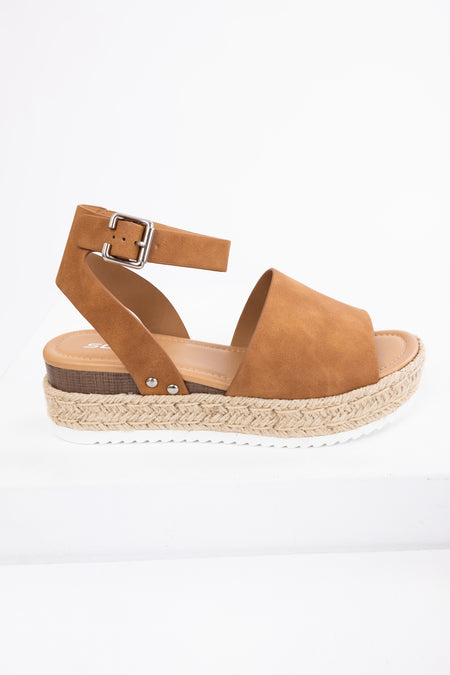 Sepia Ankle Strap Espadrille Platform Sandals