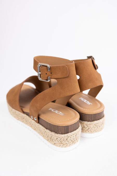 Sepia Ankle Strap Espadrille Platform Sandals