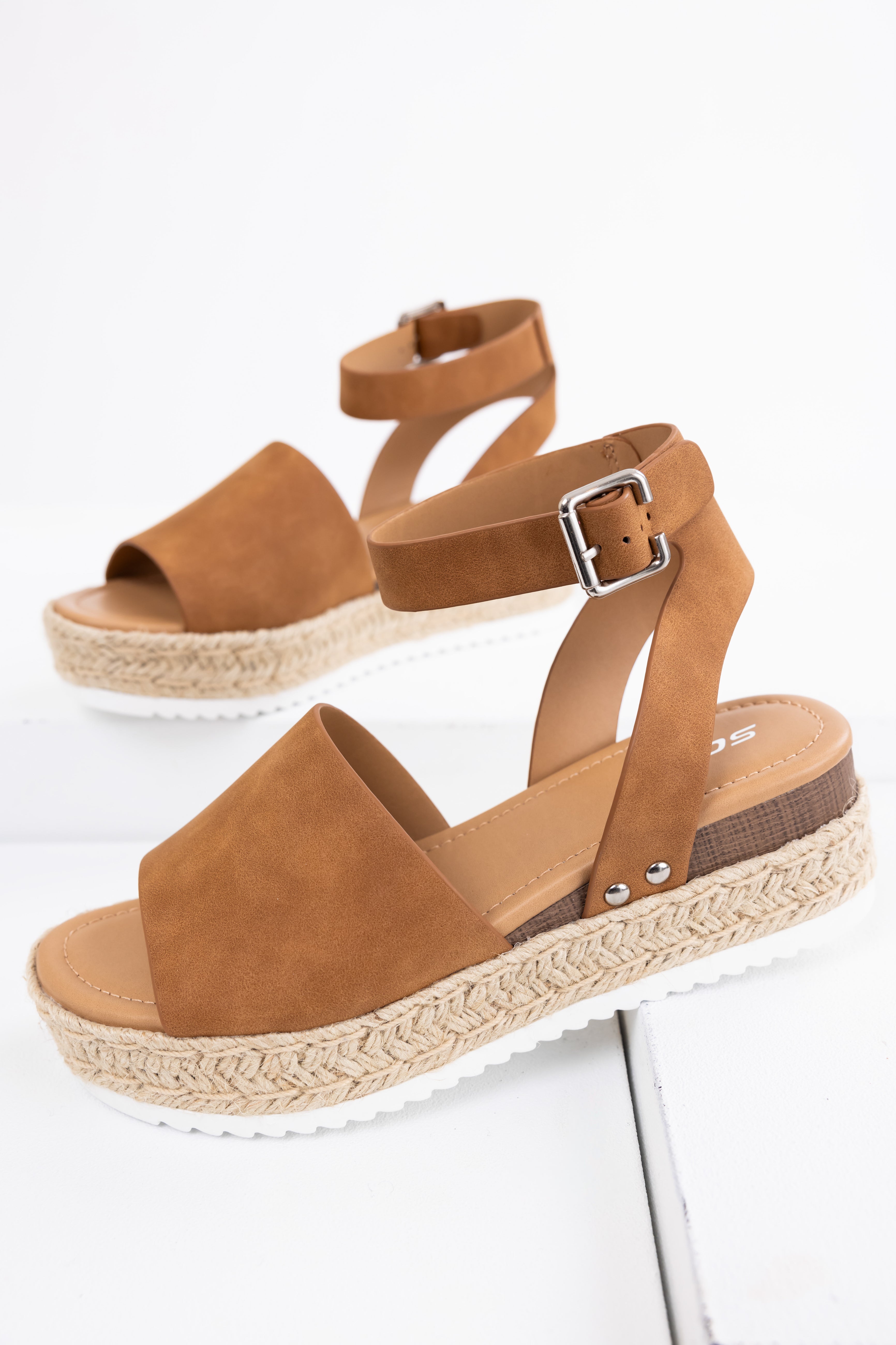 Sepia Ankle Strap Espadrille Platform Sandals