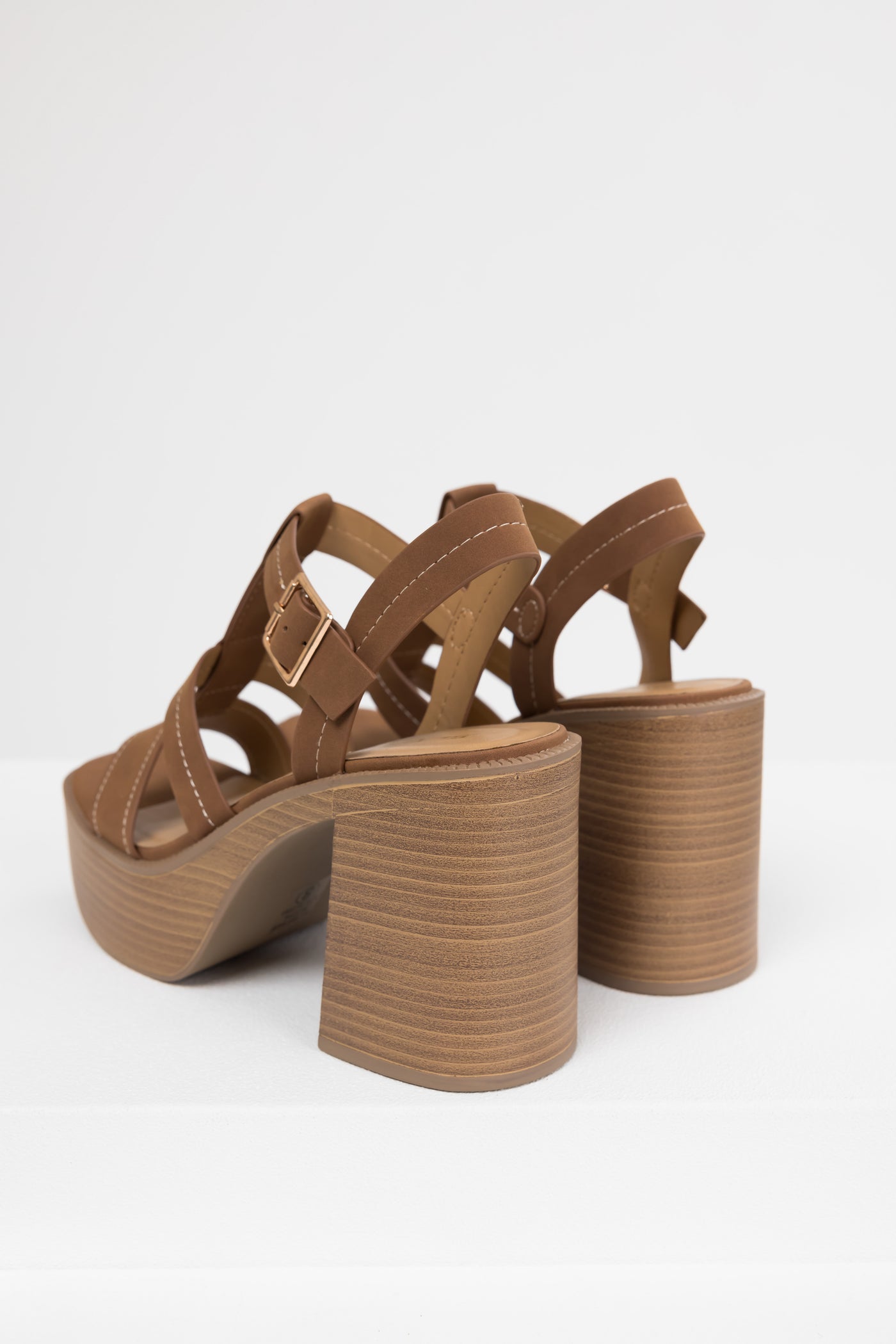 Sepia Faux Suede Strappy Platfom Sandals