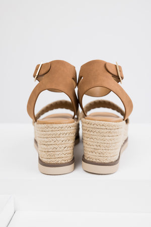 Sepia Stitched Trim Espadrille Platform Sandals