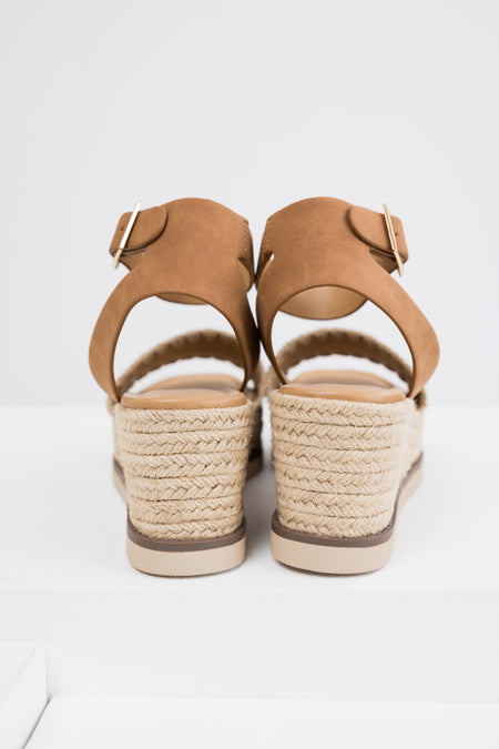 Sepia Stitched Trim Espadrille Platform Sandals