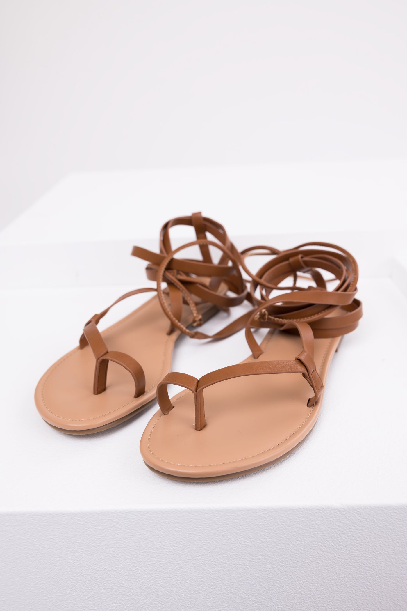 Sepia Strappy Open Toe Flat Sandal