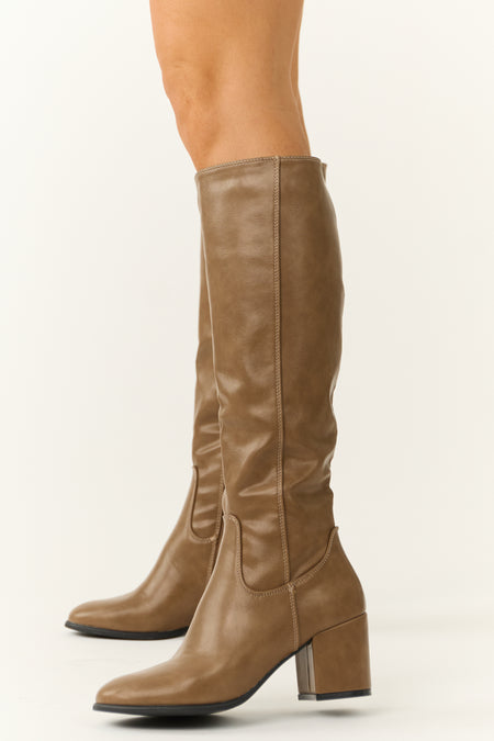 Sepia Tall Knee High Square Heel Boots