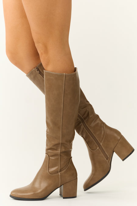 Sepia Tall Knee High Square Heel Boots