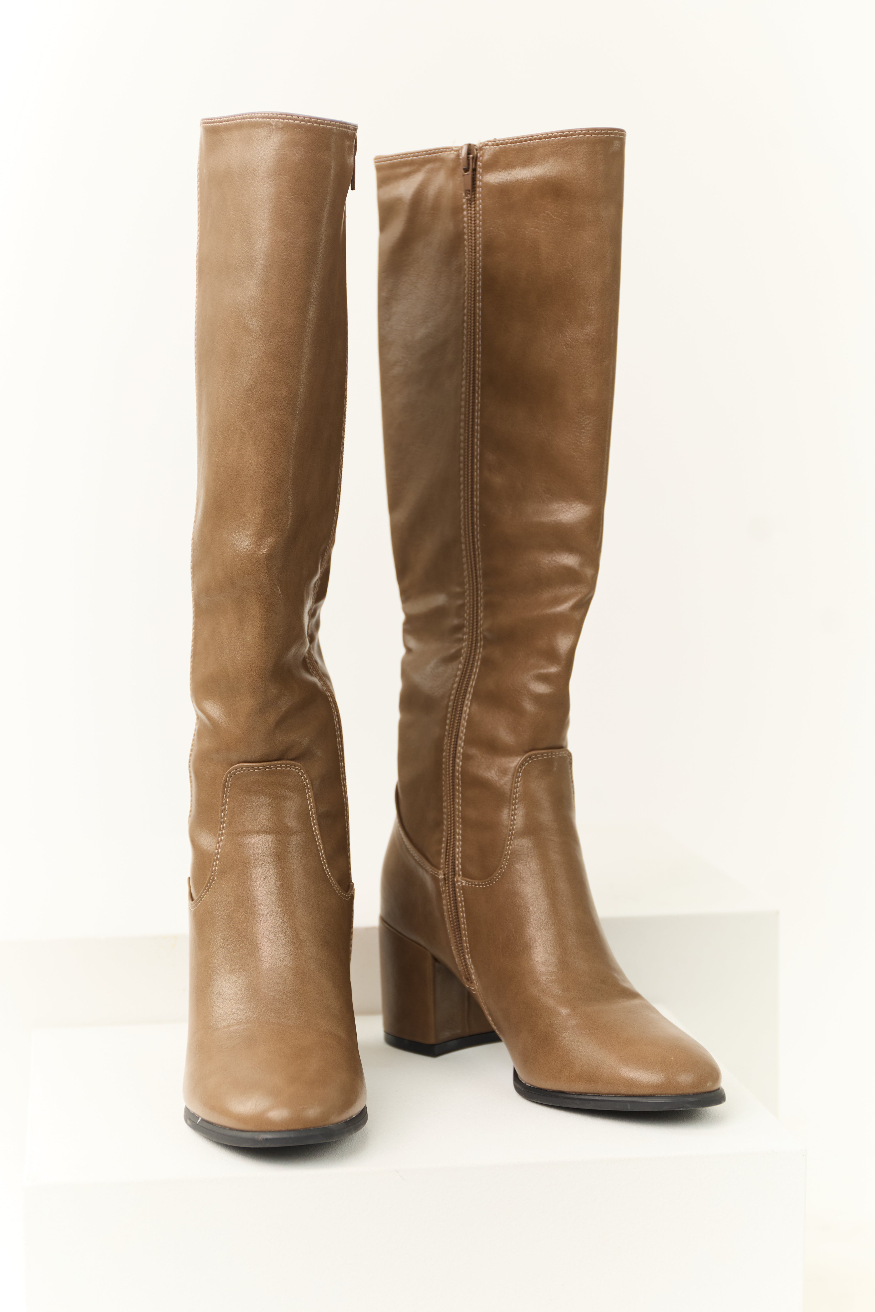 Sepia Tall Knee High Square Heel Boots