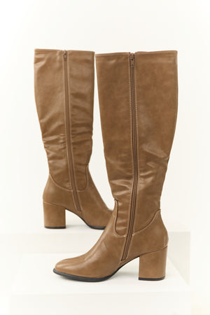 Sepia Tall Knee High Square Heel Boots