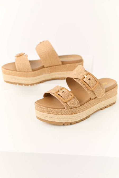 Sepia Woven Espadrille Platform Sandals