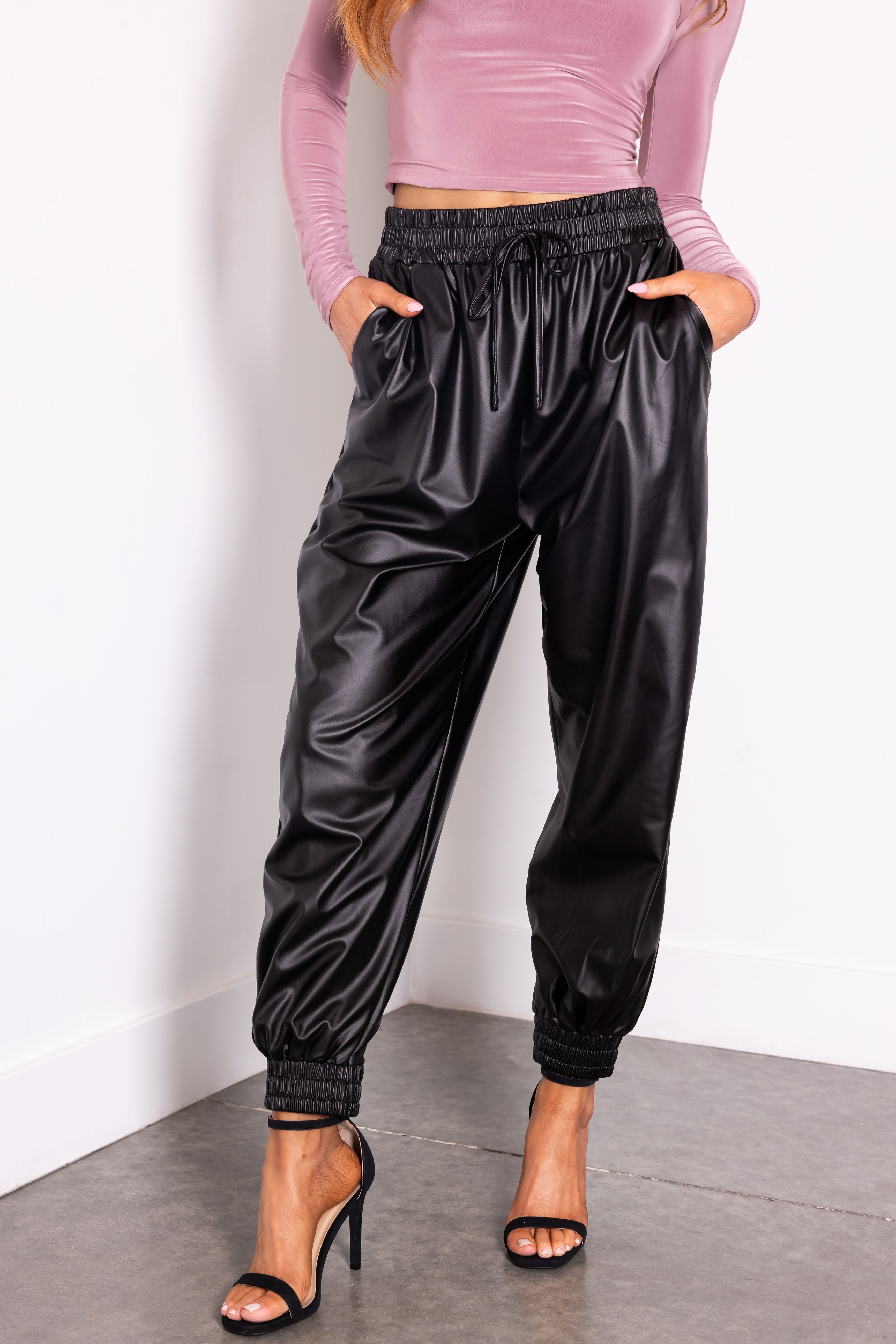 She+Sky Black Metallic Knit Joggers