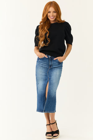 She+Sky Black Short Sleeve Sweater Top