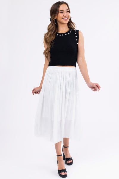 She+Sky Black Sleeveless Rhinestone Sweater Top