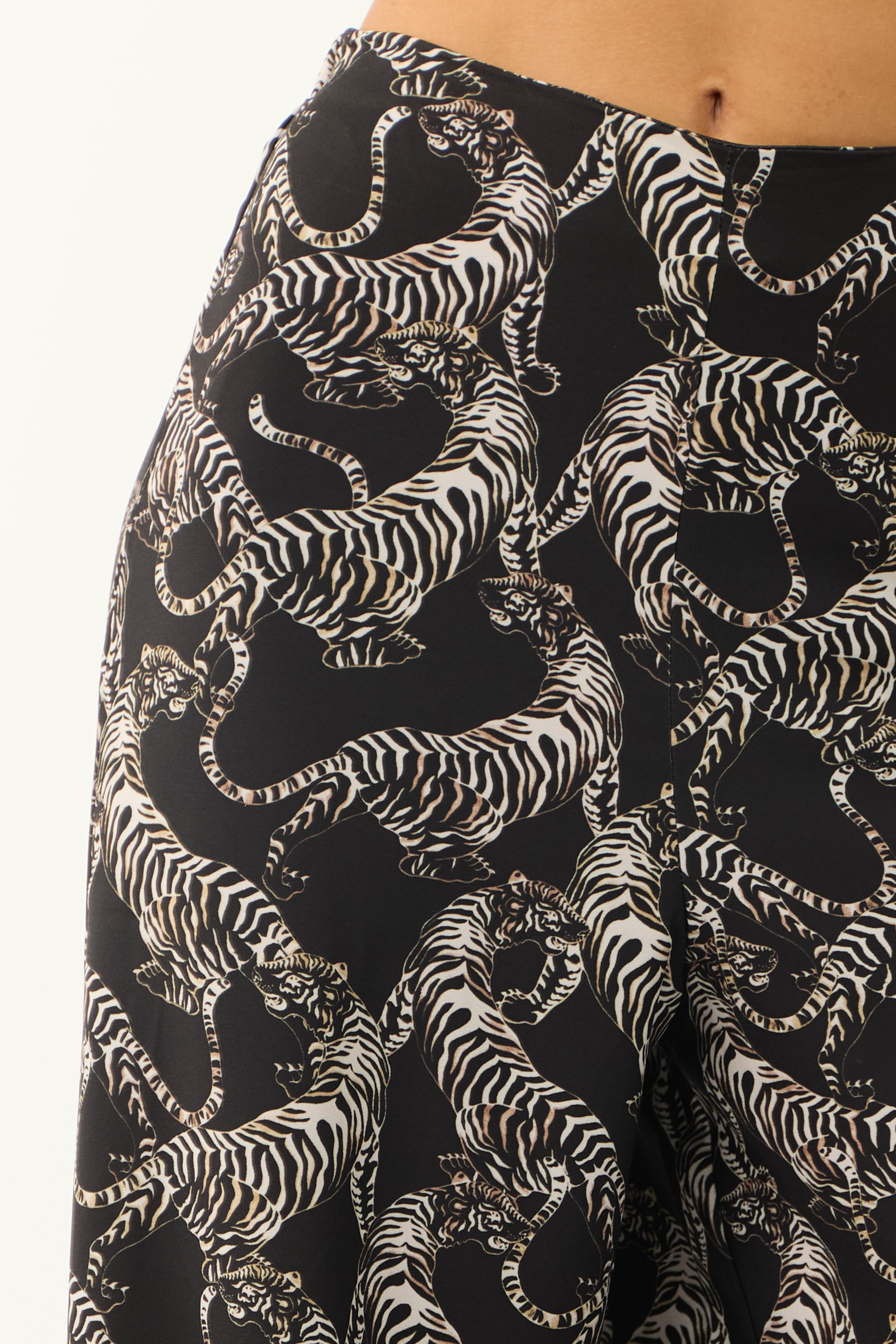 She+Sky Black Tiger Print Flowy Pants