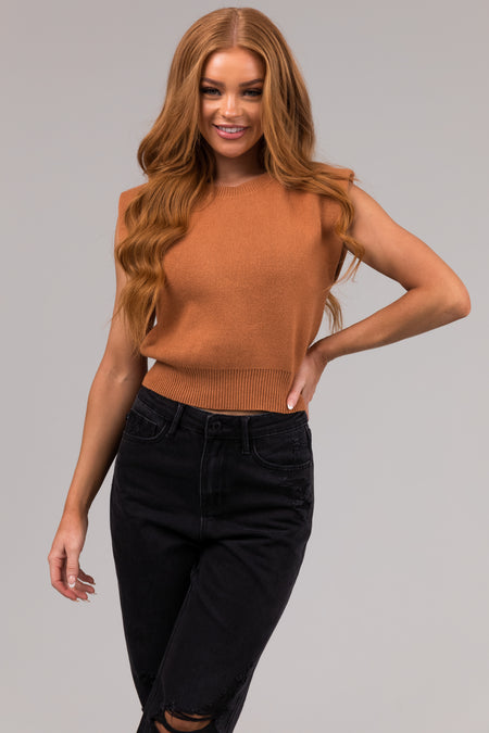 She+Sky Caramel Sleeveless Cropped Soft Sweater