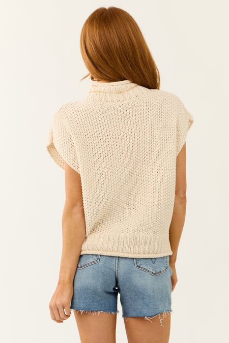 She+Sky Cream Mock Neck Knit Sweater