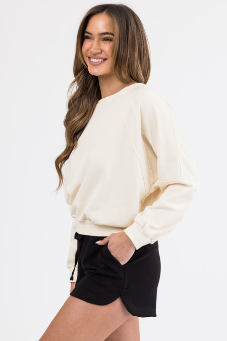 She+Sky Cream Seam Detail Pullover Top