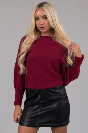 She+Sky Hibiscus Fuzzy Dolman Sleeve Sweater