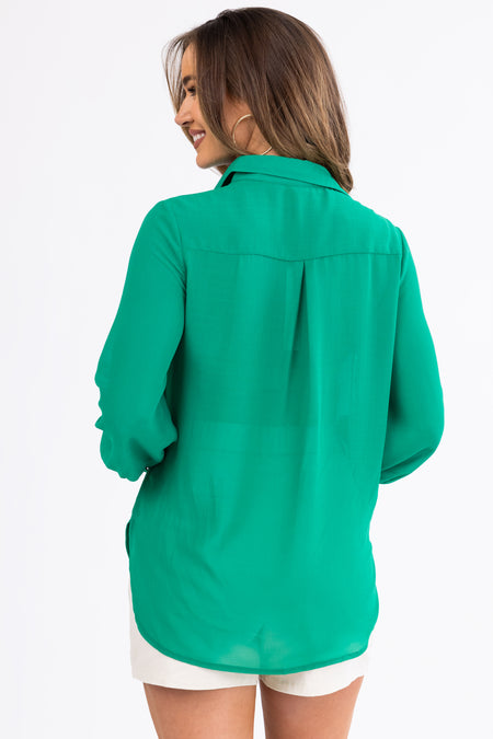 She+Sky Jade Long Sleeve Button Up Blouse