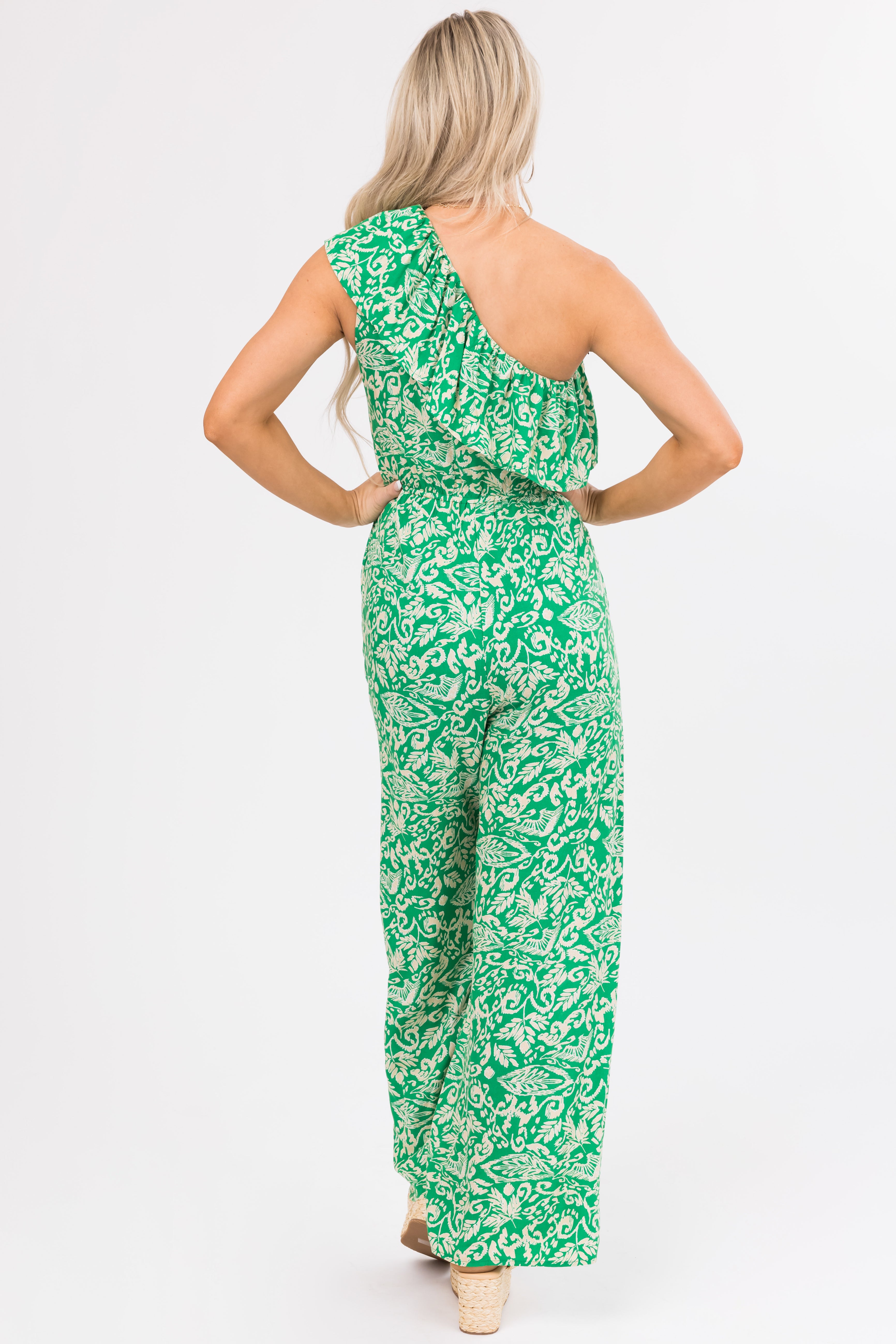 She+Sky Jade One Shoulder Printed Jumpsuit