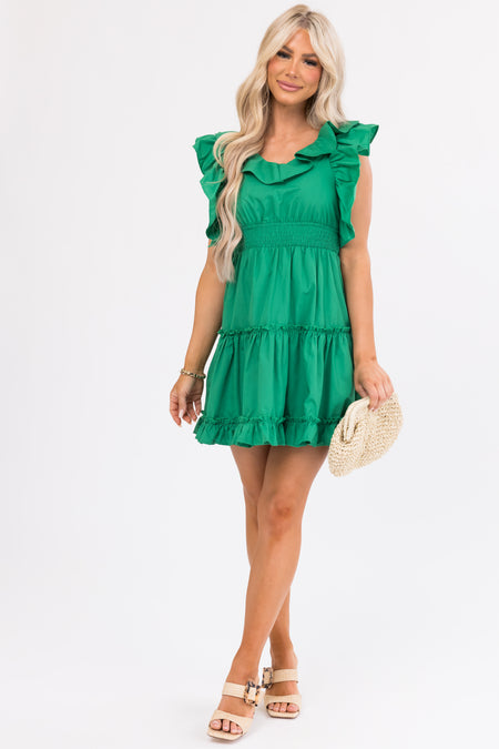 She+Sky Jade Ruffle Open Back Bow Dress