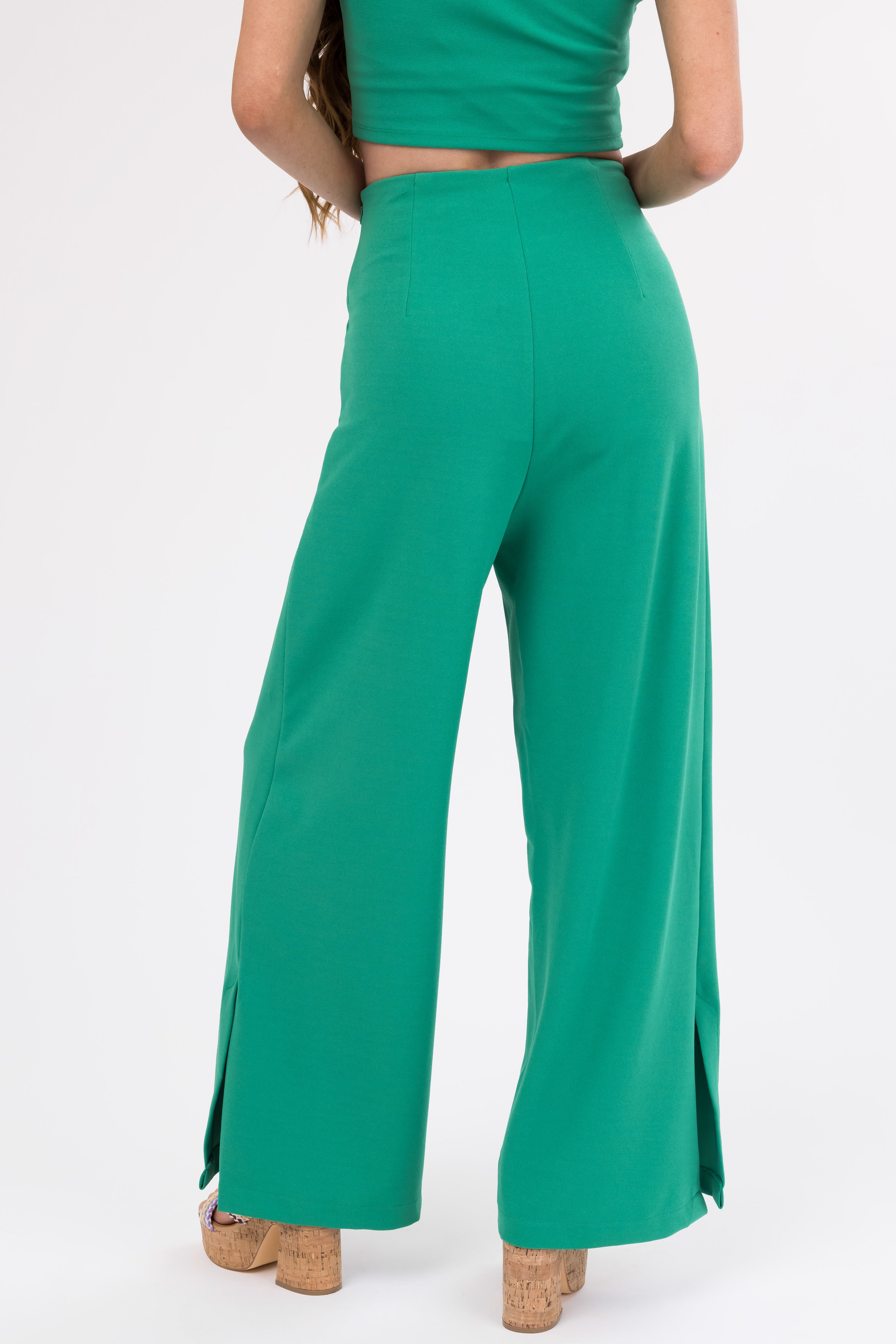 She+Sky Jade Wide Leg Side Slit Knit Pants