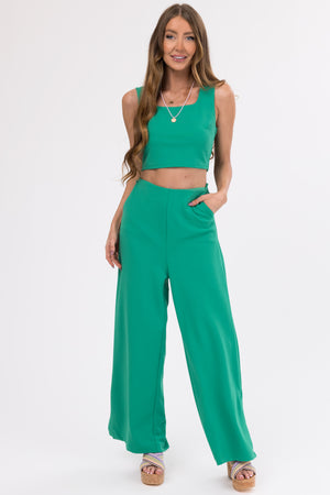 She+Sky Jade Wide Leg Side Slit Knit Pants