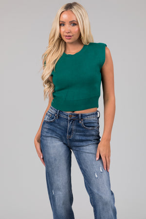 She+Sky Pine Sleeveless Cropped Soft Sweater